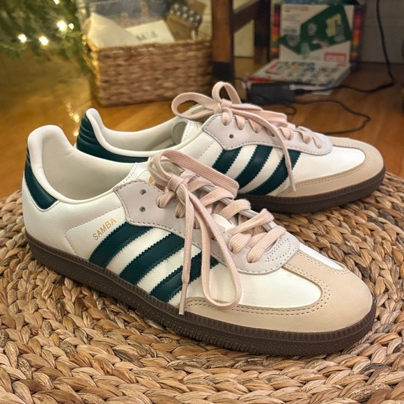 adidas Other - adidas Samba White and Green Athletic Shoes